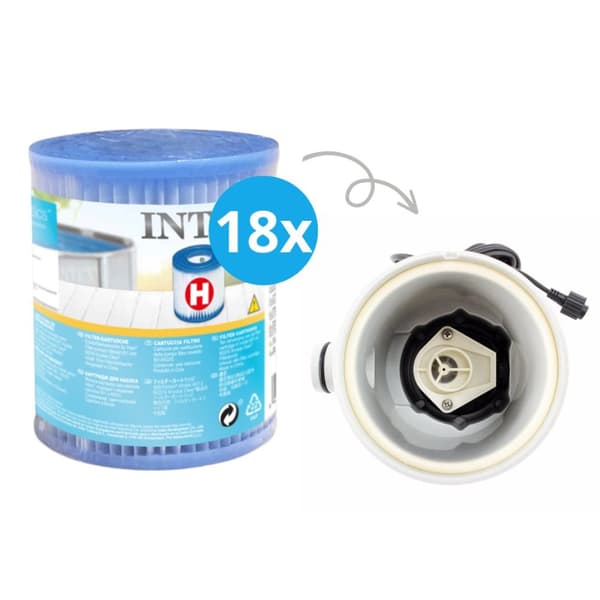 Intex - Arvopaketti - H-suodattimet sopivat suodatinpumpulle 28602GS - 18 kpl & WAYS kuurausharja