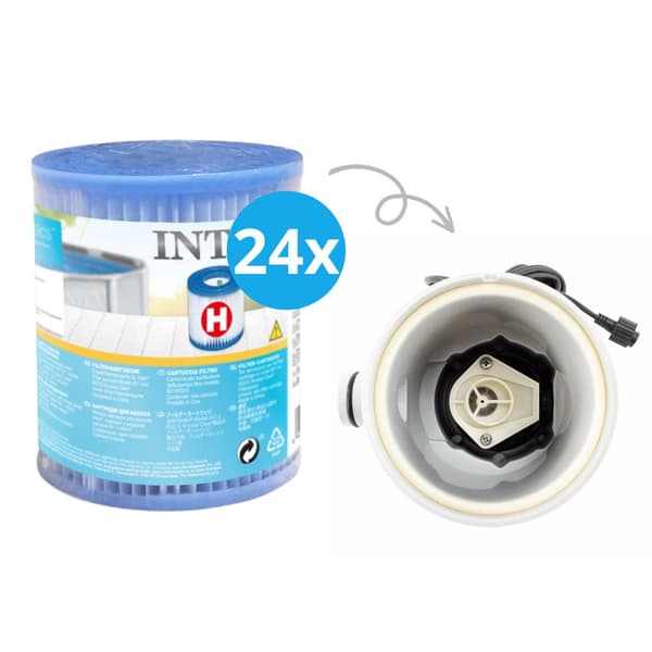 Intex - Arvopaketti - H-suodattimet sopivat suodatinpumpulle 28602GS - 24 kpl & WAYS kuurausharja