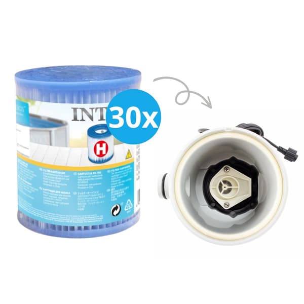 Intex - Arvopaketti - H-suodattimet sopivat suodatinpumpulle 28602GS - 30 kpl & WAYS kuurausharja