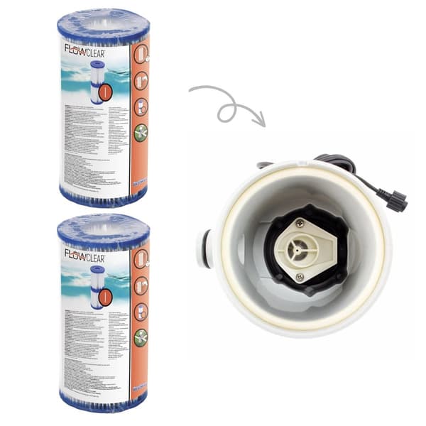 Bestway - Tyypin I suodattimet sopivat suodatinpumpulle 58381 - 2 kpl & WAYS kuurausharja