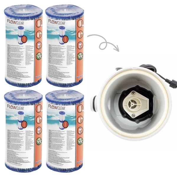 Bestway - Tyypin I suodattimet sopivat suodatinpumpulle 58381 - 4 kpl & WAYS kuurausharja