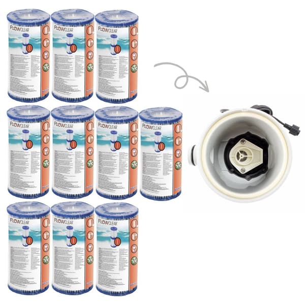 Filtre Type I - Bestway - Velegnet til filterpumpe 58381 - 10 stykker & WAYS skrubbebørste