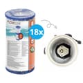 Pikkukuva 2 / 4: Bestway - Tyypin I suodattimet sopivat suodatinpumpulle 58381 - 18 kpl & WAYS kuurausharja