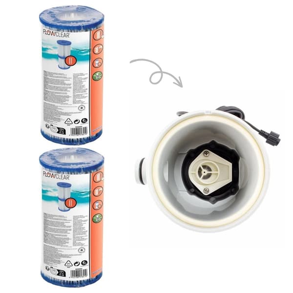 Bestway - Type II suodattimet sopivat suodatinpumpulle 58383 - 2 kpl & WAYS kuurausharja