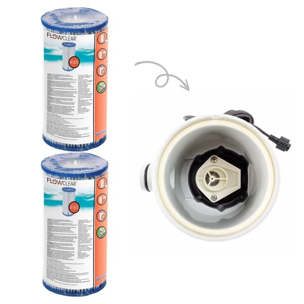 Bestway - Tyypin III suodattimet sopivat suodatinpumpulle 58389 - 2 kpl & WAYS kuurausharja