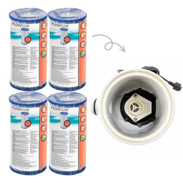 Bestway - Tyypin III suodattimet sopivat suodatinpumpulle 58389 - 4 kpl & WAYS kuurausharja