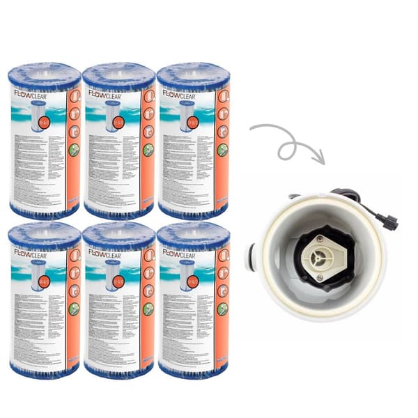 Bestway - Tyypin III suodattimet sopivat suodatinpumpulle 58389 - 6 kpl & WAYS kuurausharja