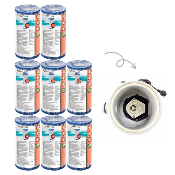 Bestway - Tyypin III suodattimet sopivat suodatinpumpulle 58389 - 8 kpl & WAYS kuurausharja