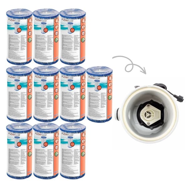 Bestway - Tyypin III suodattimet sopivat suodatinpumpulle 58389 - 10 kpl & WAYS kuurausharja