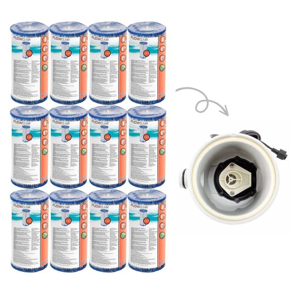 Bestway - Tyypin III suodattimet sopivat suodatinpumpulle 58389 - 12 kpl & WAYS kuurausharja