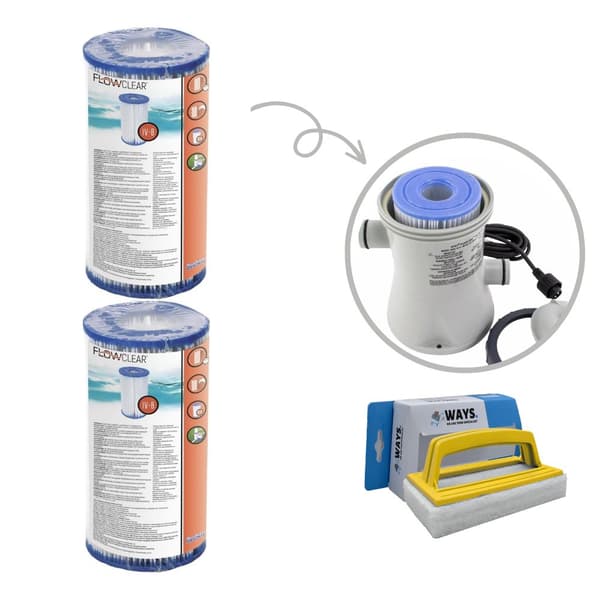 Filtre Type IV - Bestway - Velegnet til filterpumpe 58391 - 2 stk & WAYS skrubbebørste