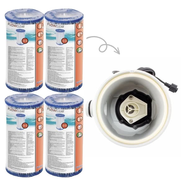 Bestway - Type IV suodattimet sopivat suodatinpumpulle 58391 - 4 kpl & WAYS kuurausharja