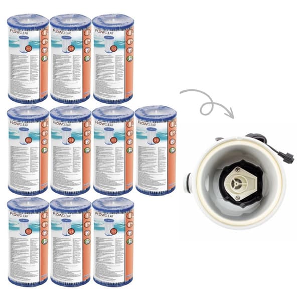 Bestway - Type IV suodattimet sopivat suodatinpumpulle 58391 - 10 kpl & WAYS kuurausharja