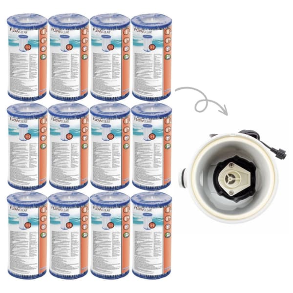 Bestway - Type IV suodattimet sopivat suodatinpumpulle 58391 - 12 kpl & WAYS kuurausharja