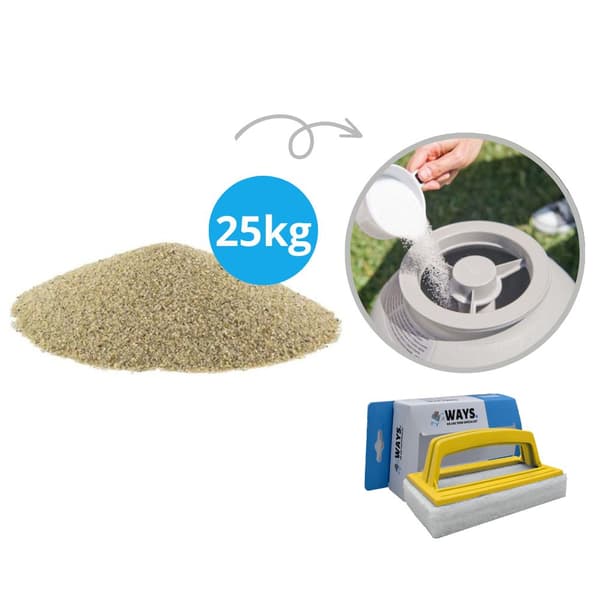 Filtersand till sandfilterpump - Comfortpool - Innehåll 25 kg (1 x 25 kg) & WAYS skurborste