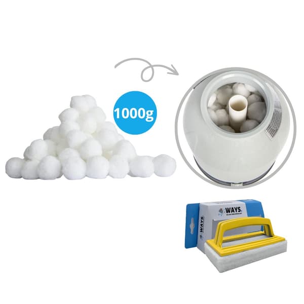 Filterkugler - Flowclear Polysphere - 1000 gram & WAYS skrubbebørste