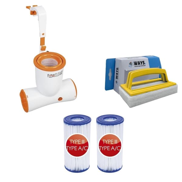 Bestway - Skimmer 2574 L/h & 2 filtre Type III &WAYS skrubbebørste