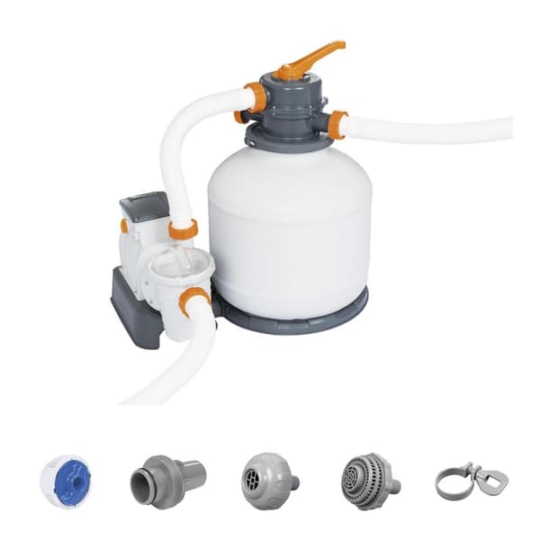 Bestway - Pool Støvsuger AquaCrawl & Sand Filter Pumpe 5678 L/h & Filter Bolde 500 g &WAYS skrubbebørste