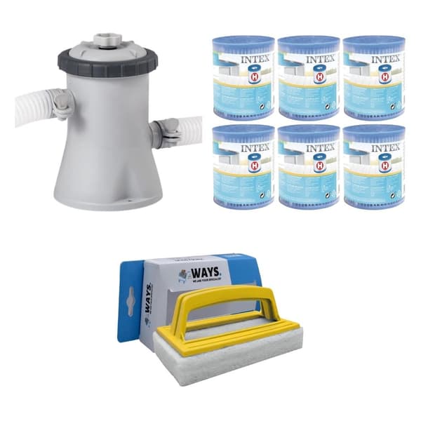 WAYS - Poolvedligeholdelse - Filterpumpe 1250 L/h & 6 filtre Type H &WAYS skrubbebørste