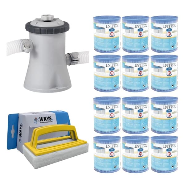 WAYS - Poolvedligeholdelse - Filterpumpe 1250 L/h & 12 filtre Type H &WAYS skrubbebørste