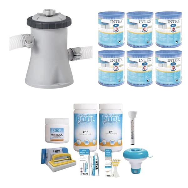 WAYS - Underhåll av simbassäng - Paket liten & filterpump 1250 L/h & 6 filter Typ H