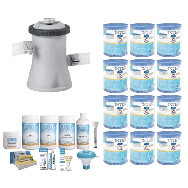 WAYS - Poolunderhåll - Paket liten Deluxe & filterpump 1250 l/h & 12 filter typ H