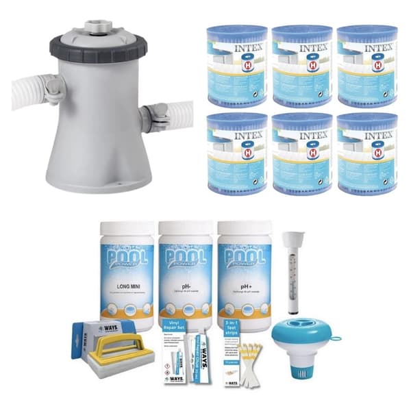 WAYS - Poolvedligeholdelse - Pakke Medium & Filterpumpe 1250 L/h & 6 filtre Type H