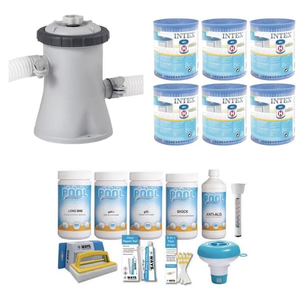 WAYS - Underhåll av simbassäng - Paket Medium Deluxe & Filter Pump 1250 L/h & 6 filter Typ H