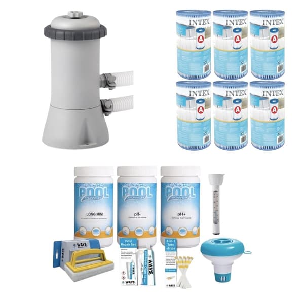 WAYS - Poolvedligeholdelse - Pakke Medium & Filterpumpe 2271 L/h & 6 filtre Type A