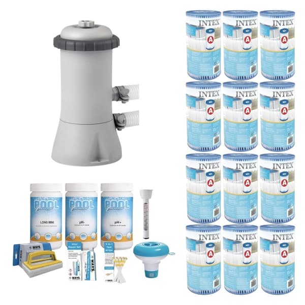WAYS - Underhåll av simbassäng - Paket Medium & Filter Pump 2271 L/h & 12 Filter Typ A