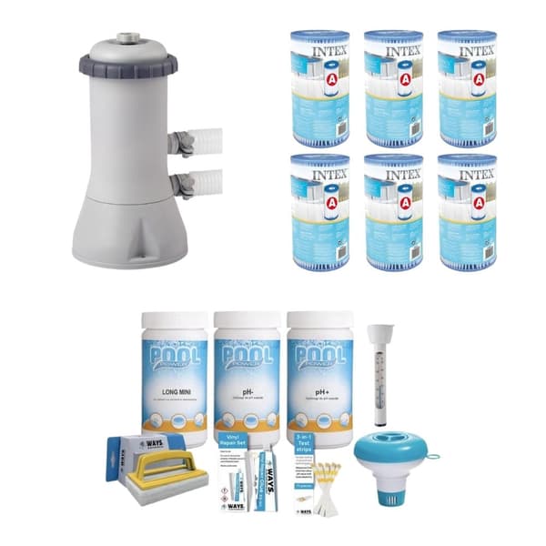WAYS - Poolvedligeholdelse - Pakke Medium & Filterpumpe 3407 L/h & 6 filtre Type A
