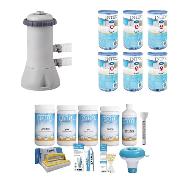 WAYS - Poolunderhåll - Paket Medium Deluxe & Filter Pump 3407 L/h & 6 filter Typ A