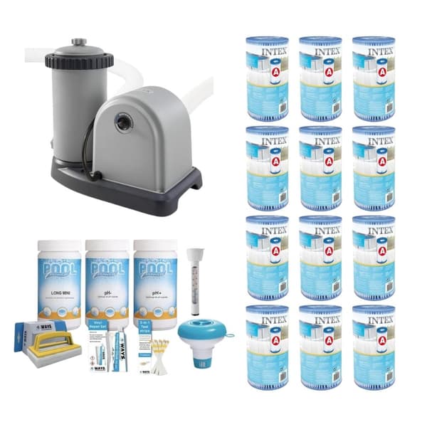 WAYS - Poolvedligeholdelse - Pakke Medium & Filterpumpe 5678 L/h & 12 filtre Type A
