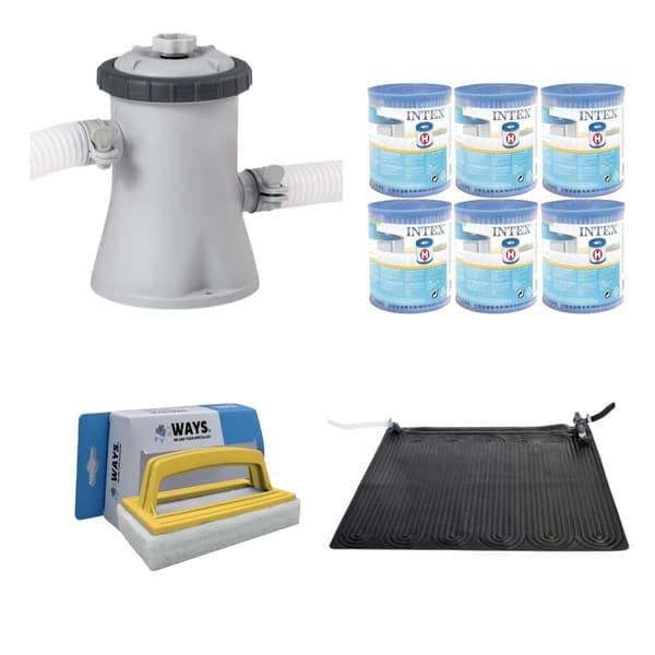 WAYS - Poolvedligeholdelse - Svømmebassinopvarmning & filterpumpe 1250 L/h & 6 filtre Type H &WAYS Skrubebørste