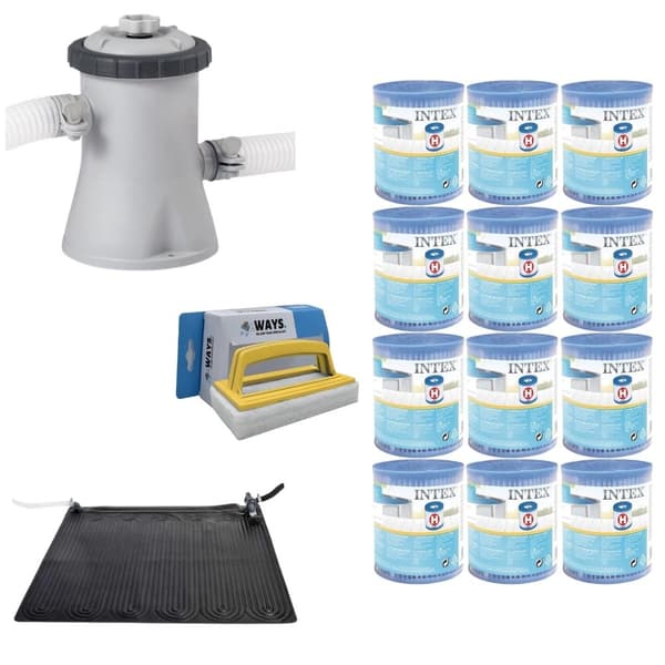 WAYS - Poolvedligeholdelse - Svømmebassinopvarmning & filterpumpe 1250 L/h & 12 filtre Type H &WAYS Skrubebørste