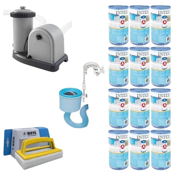 Intex Skimmer & Filter Pump 5678 L/h & 12 filter Typ A & WAYS skurborste