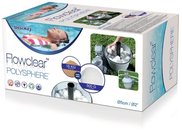 Flowclear Polysphere filterbollar till sandfilterpumpar 500g