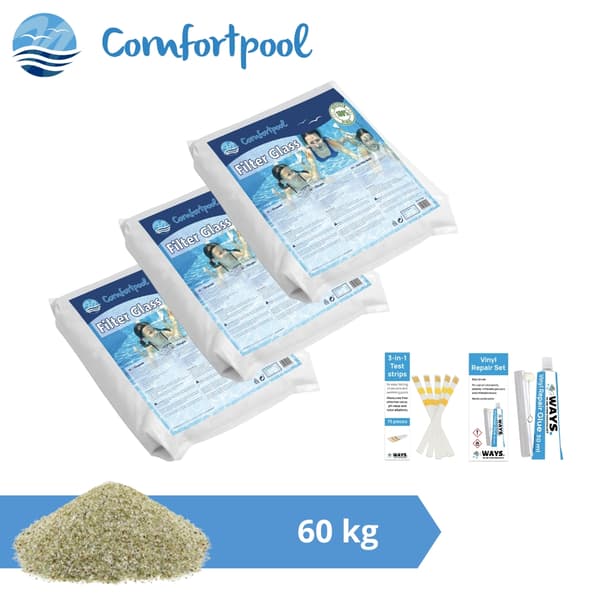 Glasperler Comfortpool - Velegnet til sandfilterpumpe - 60 kg & WAYS skrubbebørste