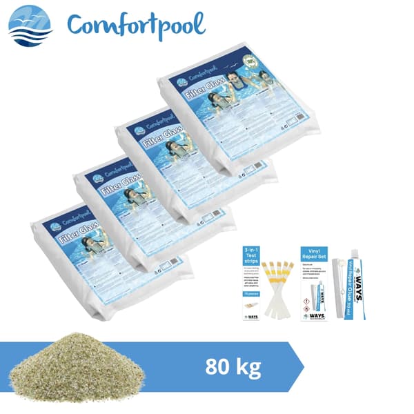 Glasperler Comfortpool - Velegnet til sandfilterpumpe - 80 kg & WAYS skrubbebørste