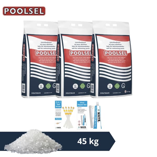 Swimming Pool Salt Polish - Velegnet til saltvandssystem - 45 kg & WAYS skrubbebørste