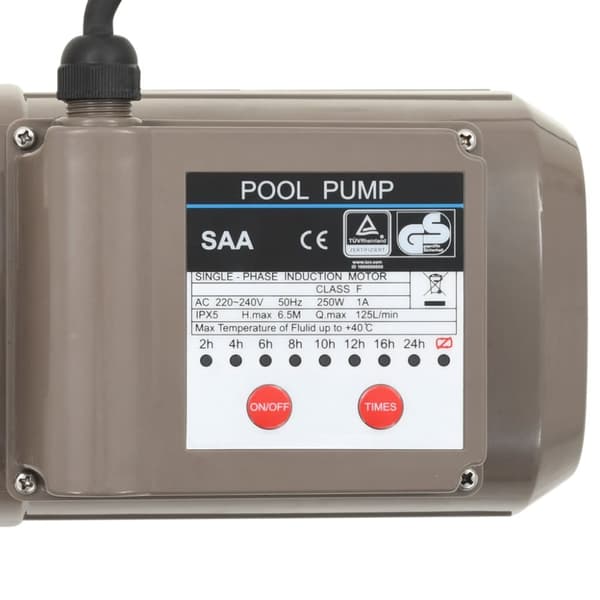 poolpumpe med timer 0,25 HK 8000 l/t. sort