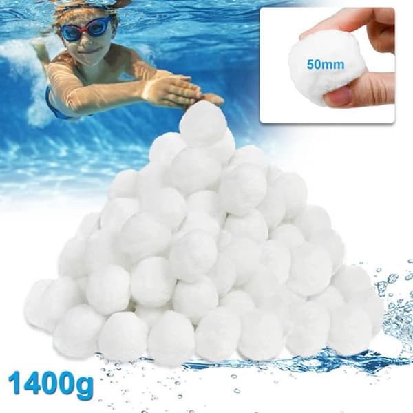 LZQ Filterkulor Filtermaterial med 1400 g Ersätter 50 kg Filter Sand Simbassäng Tillbehör Vit