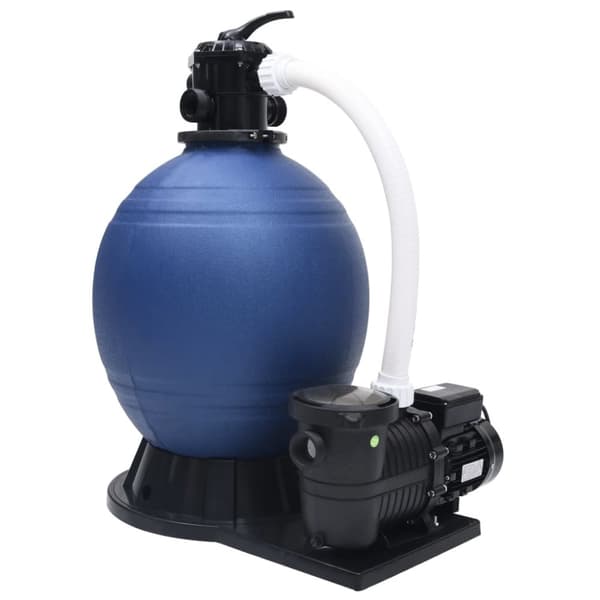 vidaXL Sandfilter med 7-vägsventil 1000 W-pump blå och svart -  Pool- & spafilter