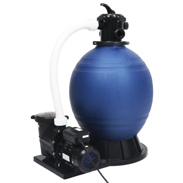 vidaXL Sandfilter med 7-vägsventil 1000 W-pump blå och svart -  Pool- & spafilter