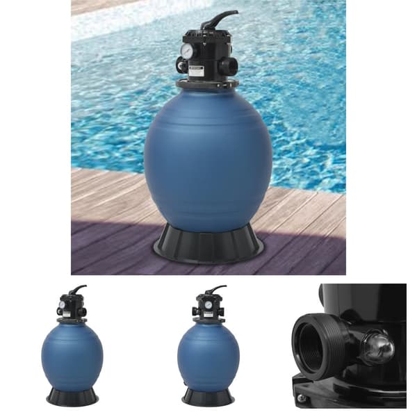 The Living Store sandfilter til pool multiventil med 6 indstillinger blå 460 mm -  Pool & spa – filtre