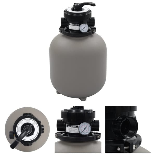 The Living Store sandfilter til pool multiventil med 4 indstillinger grå 350 mm -  Pool & spa – filtre