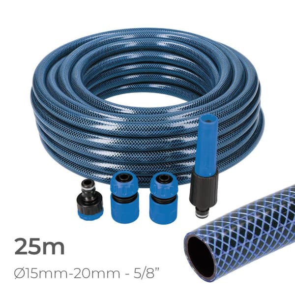 Slang med tillbehörssats EDM 74099 5/8" 20 mm x 25 m Blå (25 m)