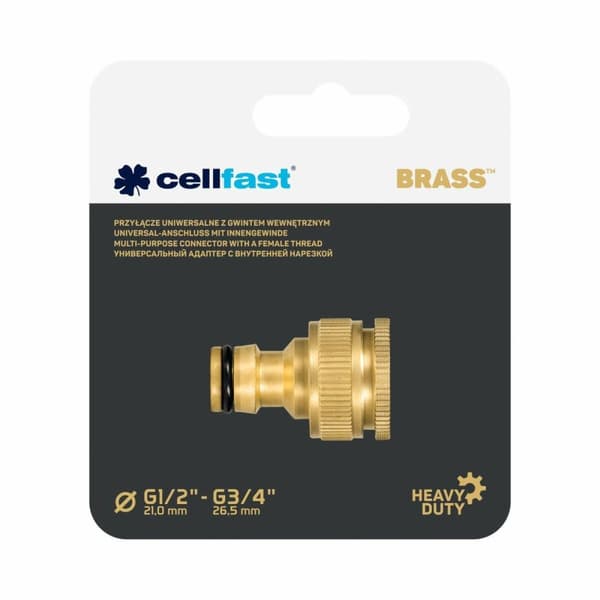 Slanganslutning Cellfast 3/4" 1/2" Mässing Kran