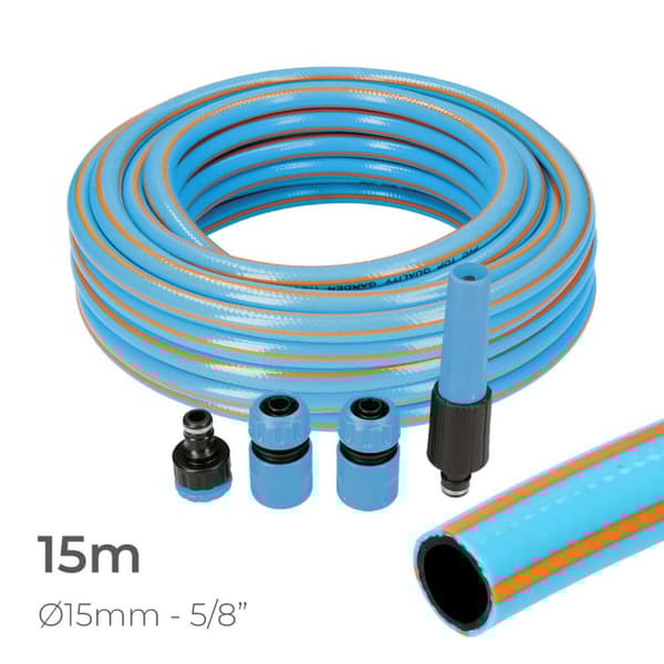 Slang med tillbehörssats EDM 74107 PVC 5/8" 20 mm x 15 m Blå (15 m)