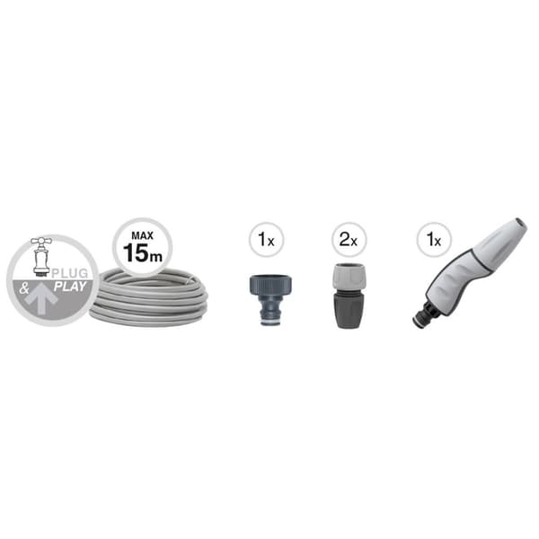 Slang med tillbehörssats GF Garden gf80267600 Utdragbar Korg Blå 15 m Plast